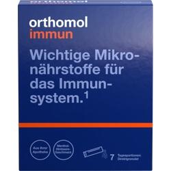 Eine blaue Packung Nahrungsergänzungsmittel für das Immunsystem mit Menthol-Himbeer-Geschmack.