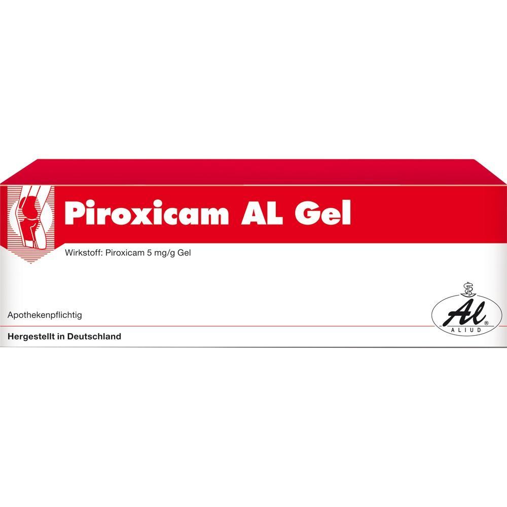 Rote Packung von Piroxicam AL Gel, hergestellt in Deutschland.